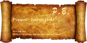 Popper Bereniké névjegykártya